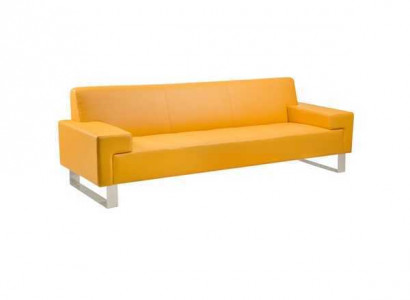 Oranger 3-Sitzer Polster Sofa Leder Couch Dreisitzer Wohnzimmer Sofa